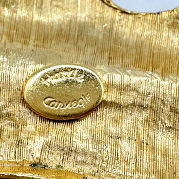 Vintage Hattie Carnegie Brooch Gold Tone Leave Abstract Signed - Picture 5 of 11